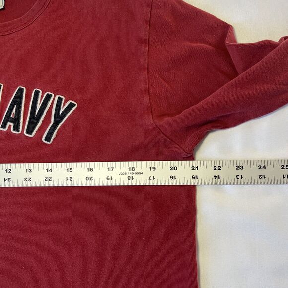 Vtg Old Navy Men Crewneck Sweatshirt Y2K Size M Spell Out Logo Red 2004 **FLAW** - Picture 8 of 9